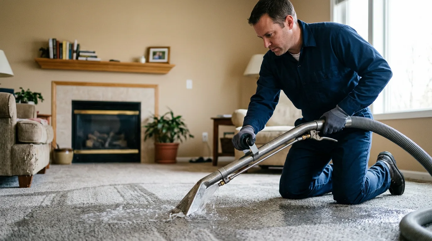 Water damage restoration technician working near Austinburg, OH